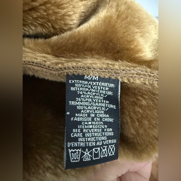 LADY HATHAWAY | Elegant Tan Teddy Jacket Faux Fur Trim Medium - Picture 11 of 11